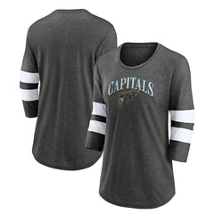 NHL Washington Capitals Fanatics Women's Special Edition 2.0 Barn Burner 3/4 Sleeve T-Shirt - Heather Charcoal