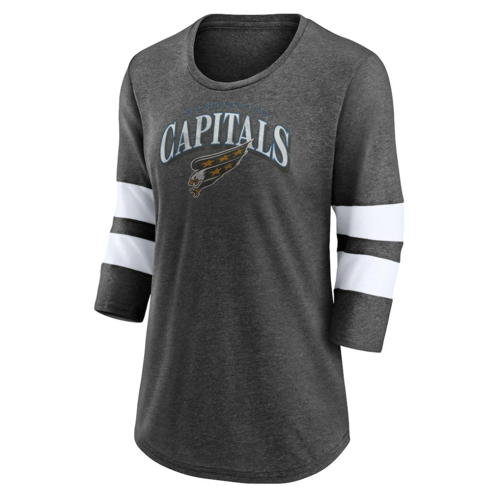 NHL Washington Capitals Fanatics Women's Special Edition 2.0 Barn Burner 3/4 Sleeve T-Shirt - Heather Charcoal