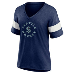 NHL Seattle Kraken Fanatics Women's Special Edition 2.0 Ring The Alarm V-Neck T-Shirt - Heather Navy