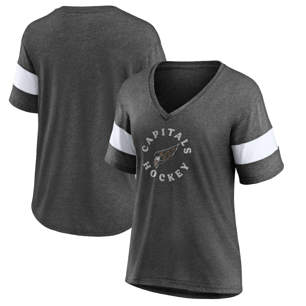 NHL Washington Capitals Fanatics Women's Special Edition 2.0 Ring The Alarm V-Neck T-Shirt - Heather Charcoal