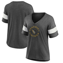 NHL Pittsburgh Penguins Fanatics Women's Special Edition 2.0 Ring The Alarm V-Neck T-Shirt - Heather Charcoal