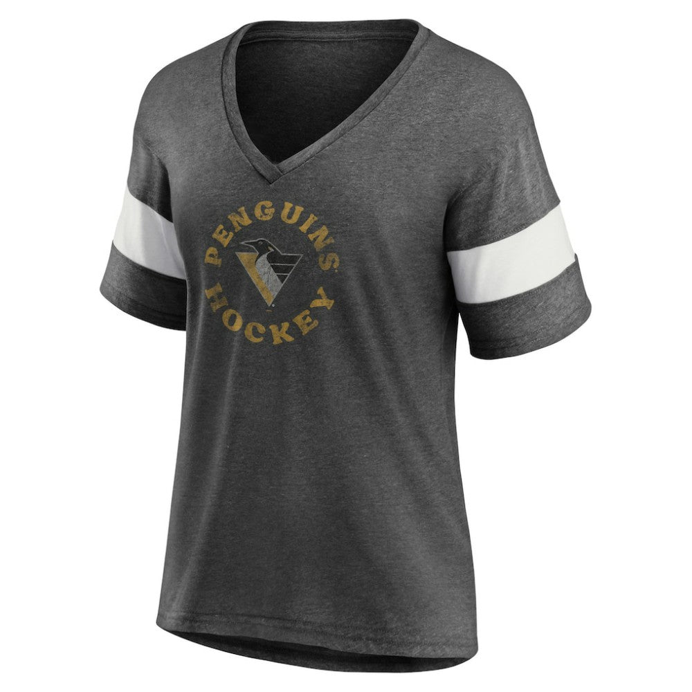 NHL Pittsburgh Penguins Fanatics Women's Special Edition 2.0 Ring The Alarm V-Neck T-Shirt - Heather Charcoal