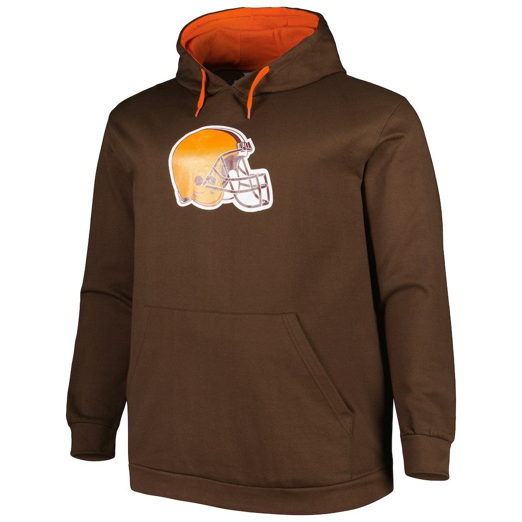 Cleveland Browns Big & Tall Logo Pullover Hoodie Brown