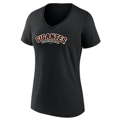 San Francisco Giants Women's Spanish Logo V-Neck T-Shirt - Black T-shirts