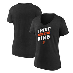 San Francisco Giants Women's Third and King V-Neck T-Shirt - Charcoal T-shirts