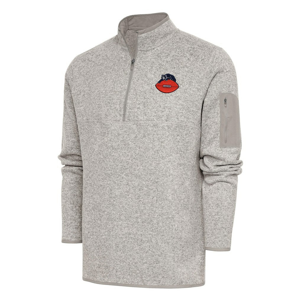 Chicago Bears Antigua Throwback Fortune Quarter-Zip Pullover Jacket Oatmeal