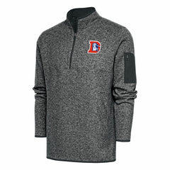 Denver Broncos Antigua Throwback Fortune Quarter-Zip Pullover Jacket Heather Charcoal