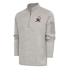 Cleveland Browns Antigua Throwback Fortune Quarter-Zip Pullover Jacket Oatmeal