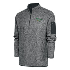 Philadelphia Eagles Antigua Throwback Fortune Quarter-Zip Pullover Jacket Heather Charcoal