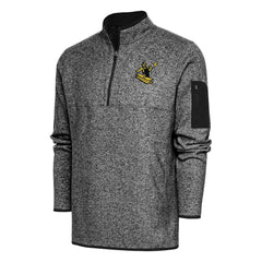 Pittsburgh Steelers Antigua Throwback Fortune Quarter-Zip Pullover Jacket Heather Black
