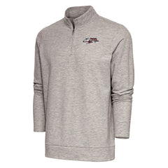 Cincinnati Bengals Antigua Team Logo Throwback Gambit Quarter-Zip Pullover Top Oatmeal