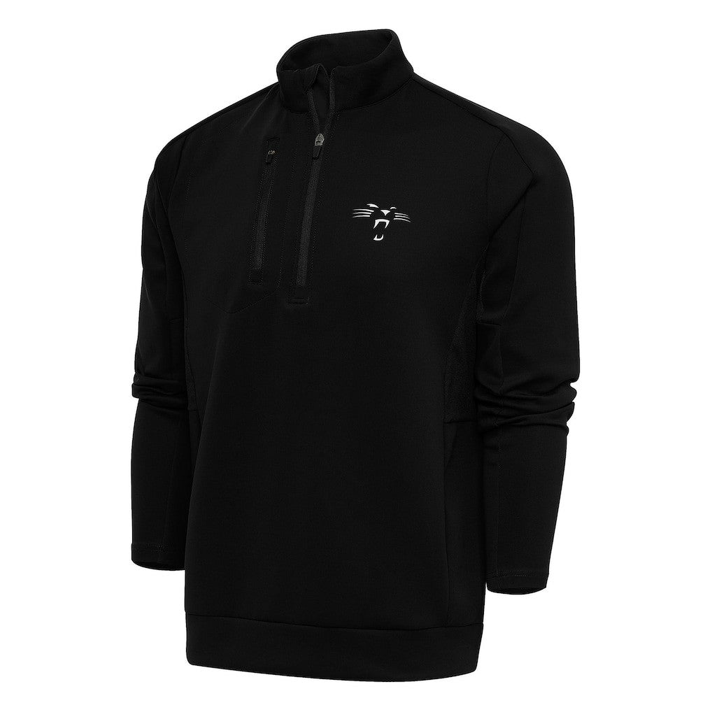 Carolina Panthers Antigua Team Logo Throwback Generation Big & Tall Quarter-Zip Pullover Top Black