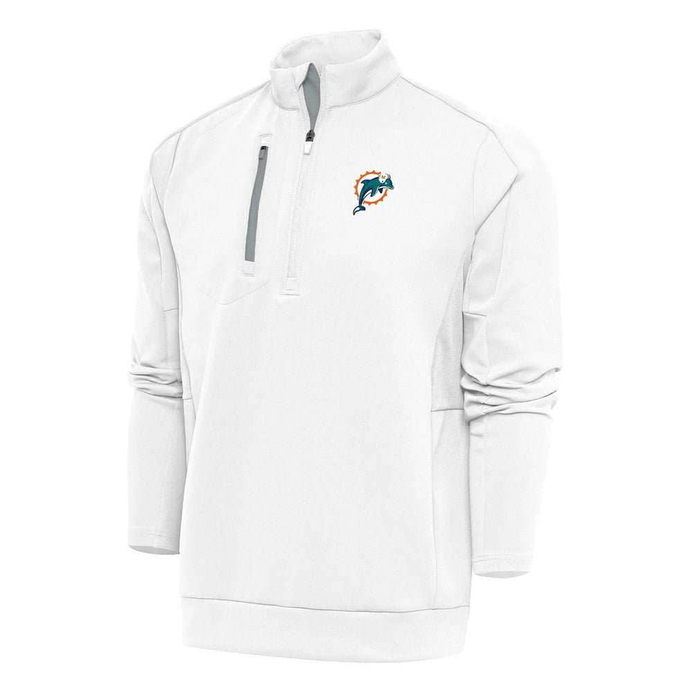 Miami Dolphins Antigua Team Logo Throwback Generation Quarter-Zip Pullover Top White