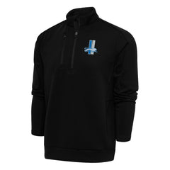 Detroit Lions Antigua Team Logo Throwback Generation Quarter-Zip Pullover Top Black