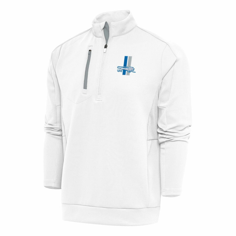Detroit Lions Antigua Team Logo Throwback Generation Quarter-Zip Pullover Top White