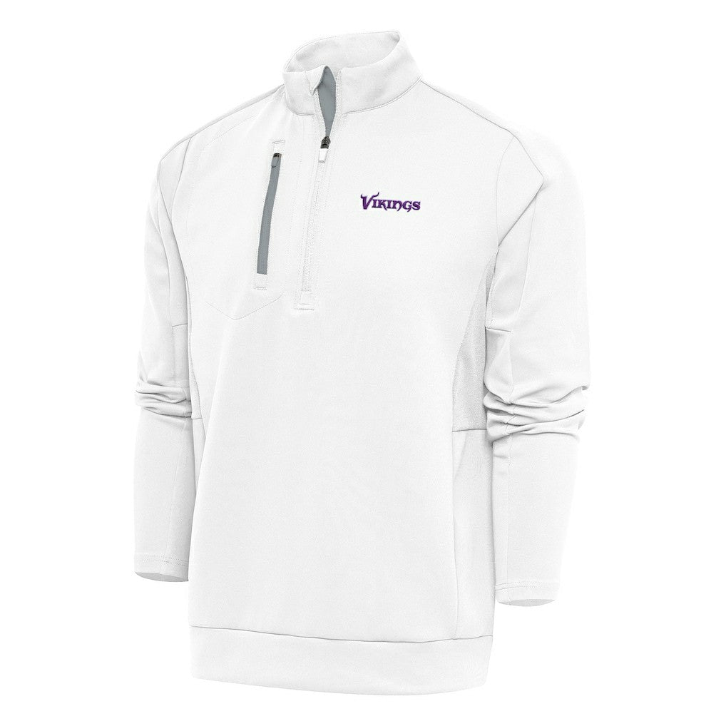 Minnesota Vikings Antigua Team Logo Throwback Generation Quarter-Zip Pullover Top White