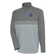 Los Angeles Rams Antigua Team Logo Throwback Pace Quarter-Zip Pullover Top Steel