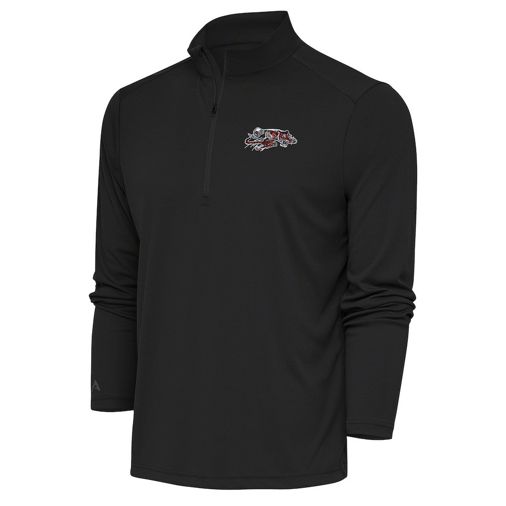 Cincinnati Bengals Antigua Team Logo Throwback Tribute Quarter-Zip Pullover Top Charcoal