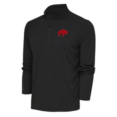 Buffalo Bills Antigua Team Logo Throwback Tribute Quarter-Zip Pullover Top Charcoal
