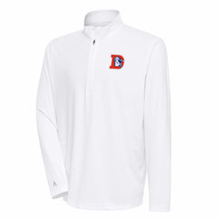 Denver Broncos Antigua Team Logo Throwback Tribute Quarter-Zip Pullover Top White