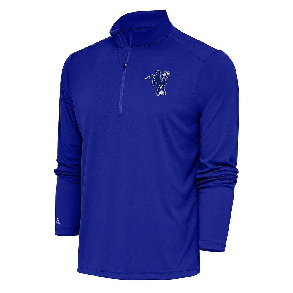 Indianapolis Colts Antigua Team Logo Throwback Tribute Quarter-Zip Pullover Top Royal