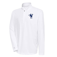 Indianapolis Colts Antigua Team Logo Throwback Tribute Quarter-Zip Pullover Top White