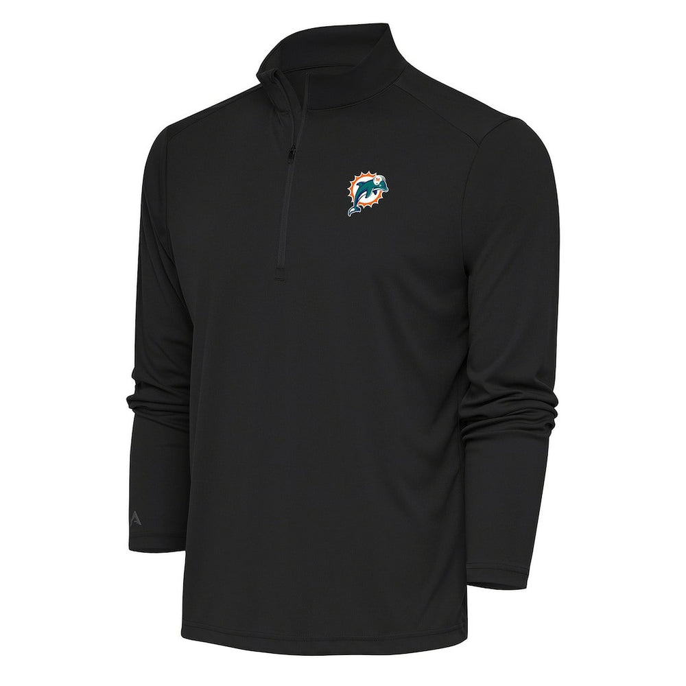 Miami Dolphins Antigua Team Logo Throwback Tribute Quarter-Zip Pullover Top Charcoal