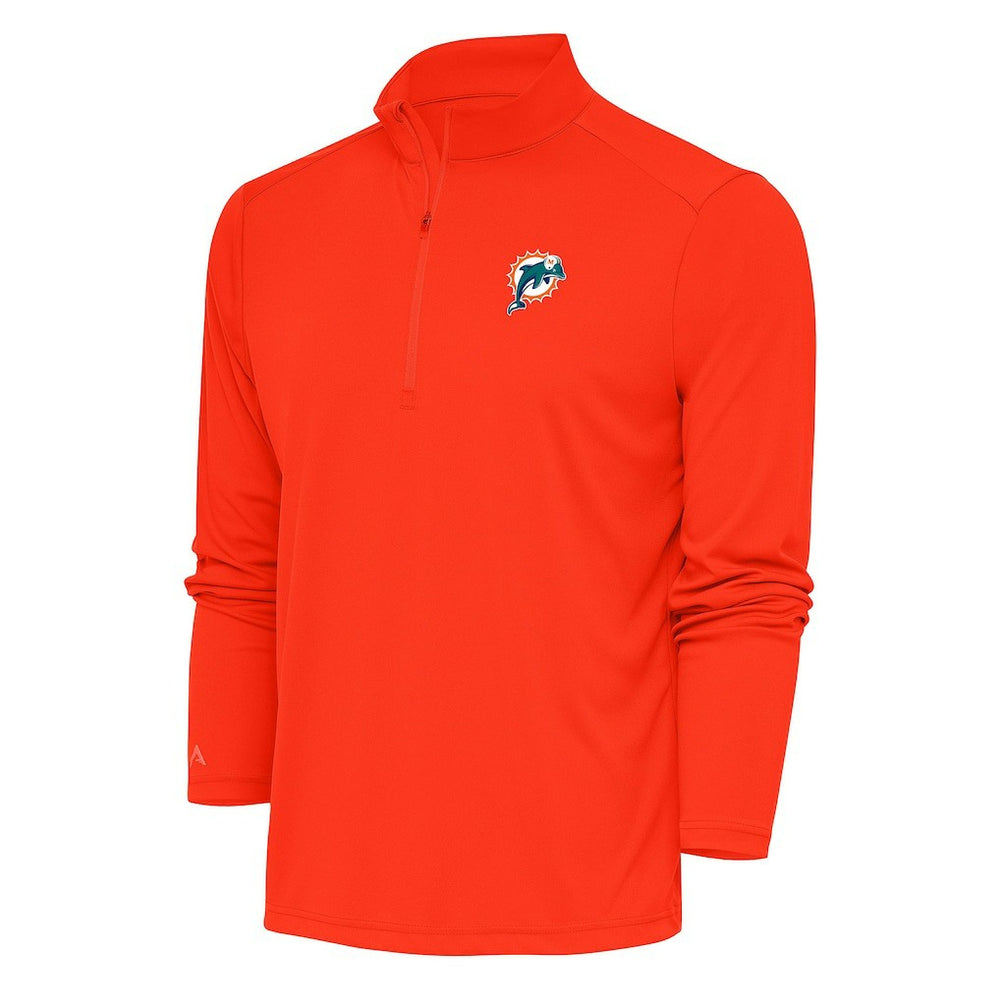 Miami Dolphins Antigua Team Logo Throwback Tribute Quarter-Zip Pullover Top Orange