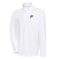 Miami Dolphins Antigua Team Logo Throwback Tribute Quarter-Zip Pullover Top White