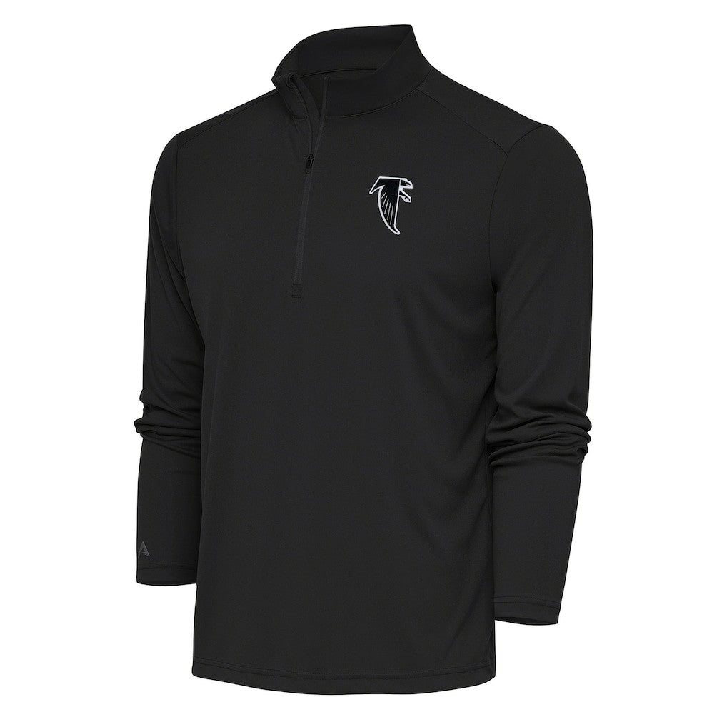 Atlanta Falcons Antigua Team Logo Throwback Tribute Quarter-Zip Pullover Top Charcoal