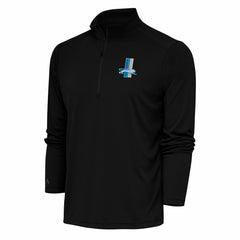 Detroit Lions Antigua Team Logo Throwback Tribute Quarter-Zip Pullover Top Black