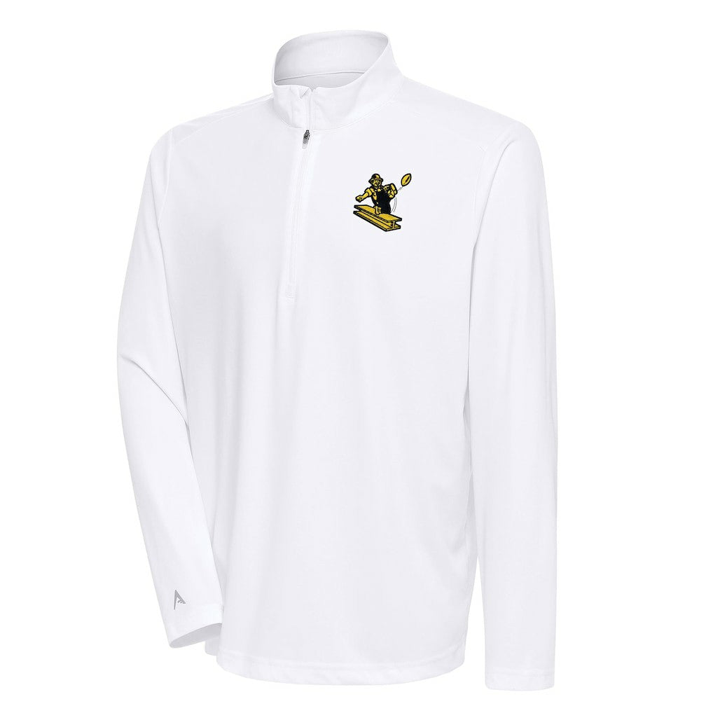 Pittsburgh Steelers Antigua Team Logo Throwback Tribute Quarter-Zip Pullover Top White