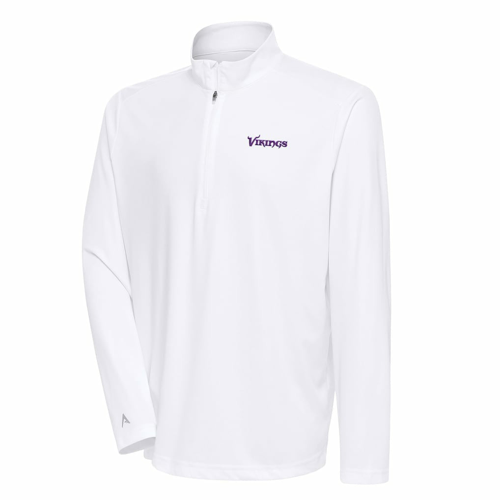 Minnesota Vikings Antigua Team Logo Throwback Tribute Quarter-Zip Pullover Top White