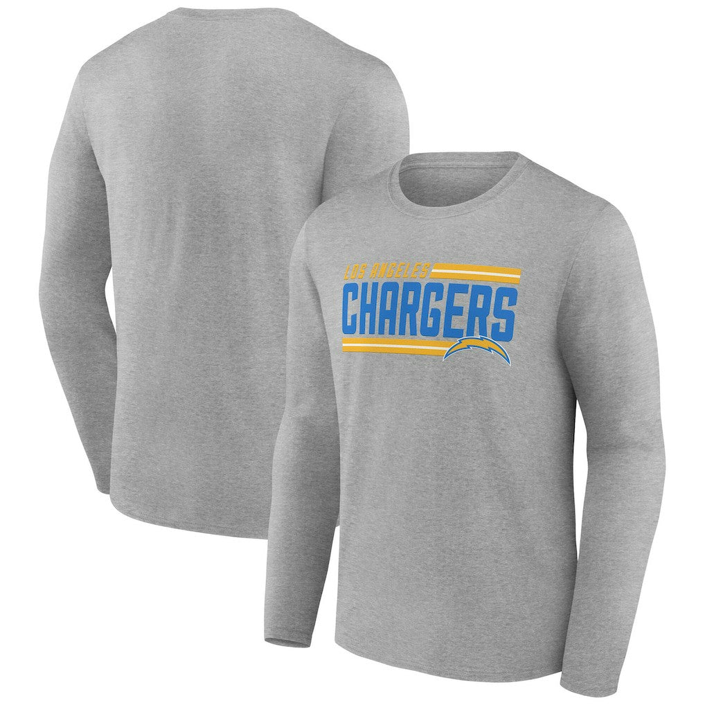 Los Angeles Chargers On Side Stripe Team Long Sleeve T-Shirt Heather Gray