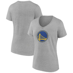 Golden State Warriors Women's Alternate Logo V-Neck T-Shirt Heather Gray