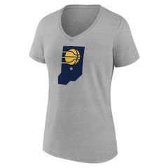 Indiana Pacers Women's Alternate Logo V-Neck T-Shirt Heather Gray
