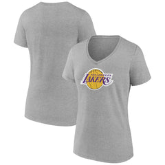 Los Angeles Lakers Women's Alternate Logo V-Neck T-Shirt Heather Gray