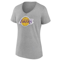 Los Angeles Lakers Women's Alternate Logo V-Neck T-Shirt Heather Gray