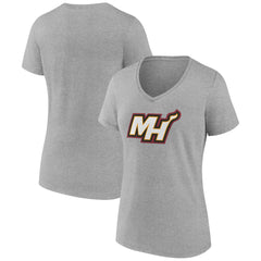 Miami Heat Women's Alternate Logo V-Neck T-Shirt Heather Gray