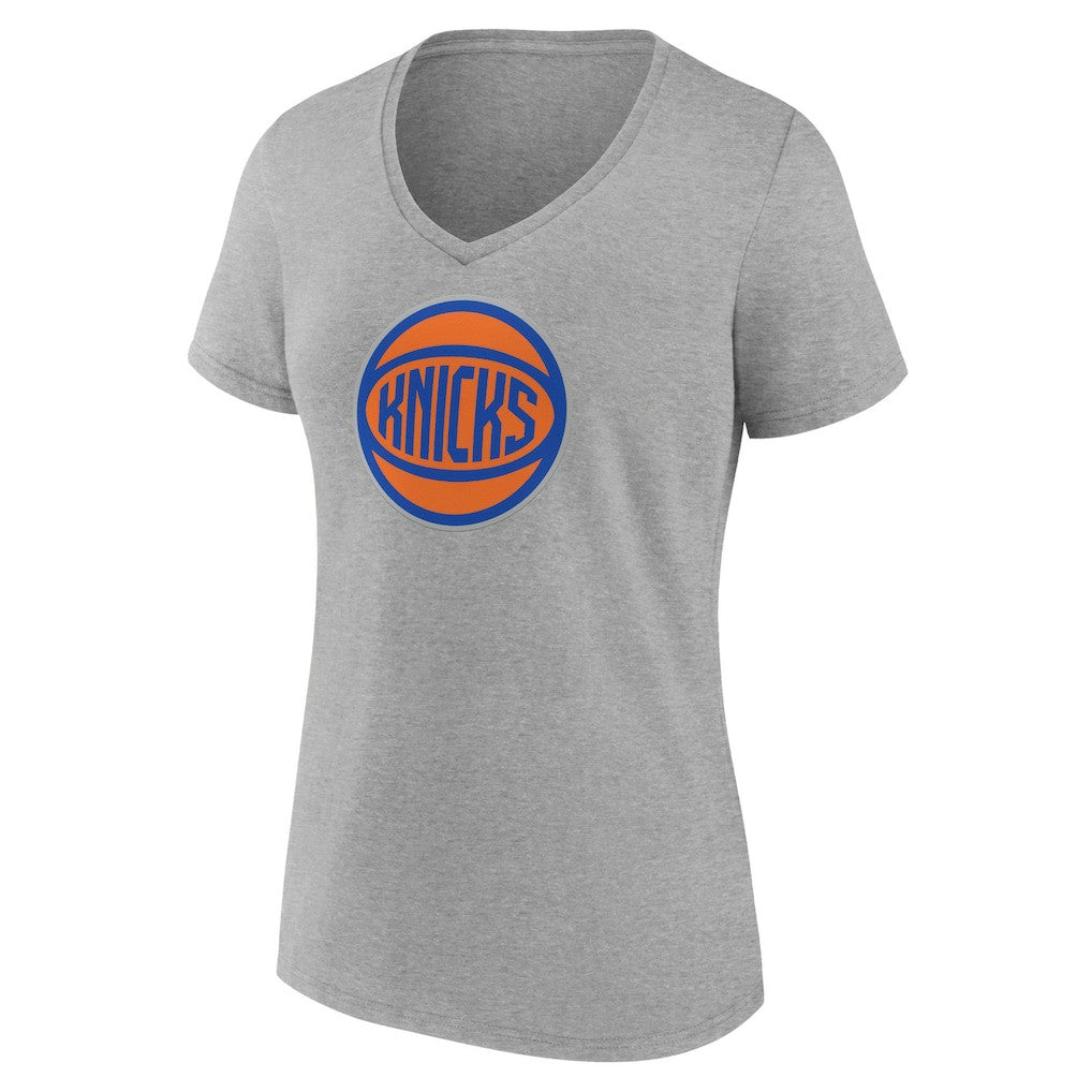 New York Knicks Women's Alternate Logo V-Neck T-Shirt Heather Gray