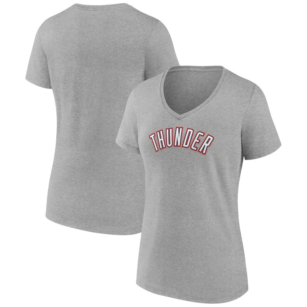 Oklahoma City Thunder Women's Alternate Logo V-Neck T-Shirt Heather Gray