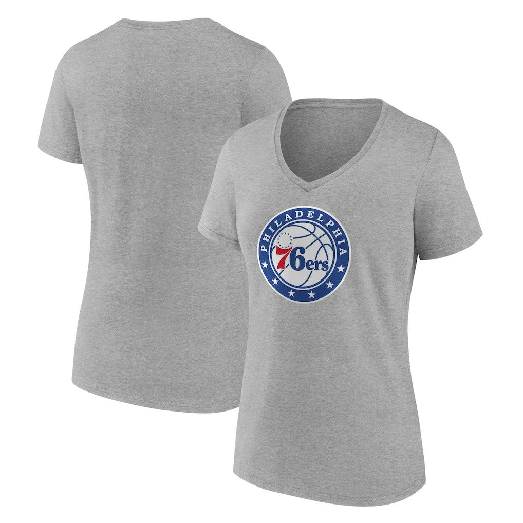 Philadelphia 76ers Women's Alternate Logo V-Neck T-Shirt Heather Gray
