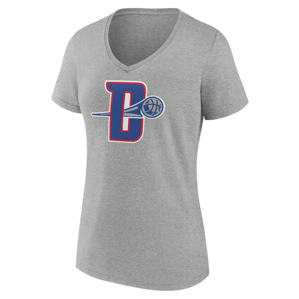 Detroit Pistons Women's Alternate Logo V-Neck T-Shirt Gray
