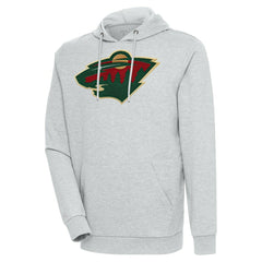 NHL Minnesota Wild Antigua Logo Action Chenille Pullover Hoodie - Heather Gray