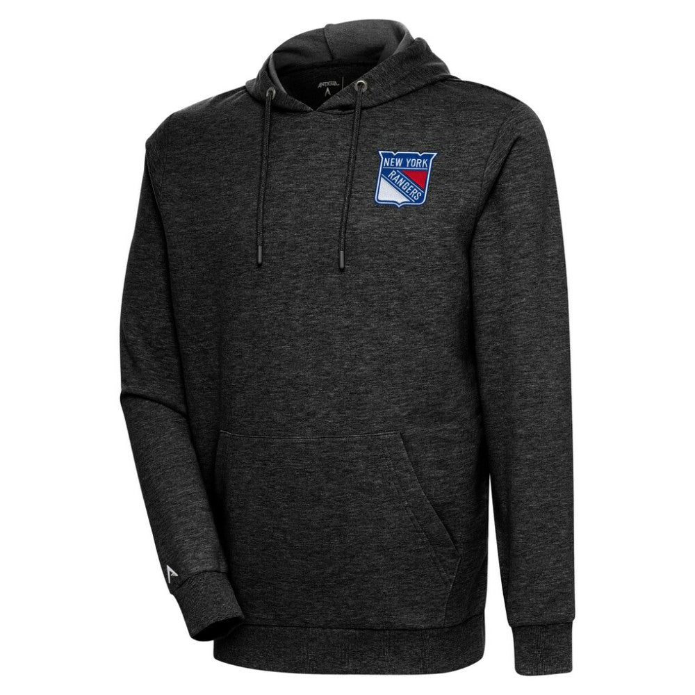 NHL New York Rangers Antigua Action Chenille Pullover Hoodie - Heather Black