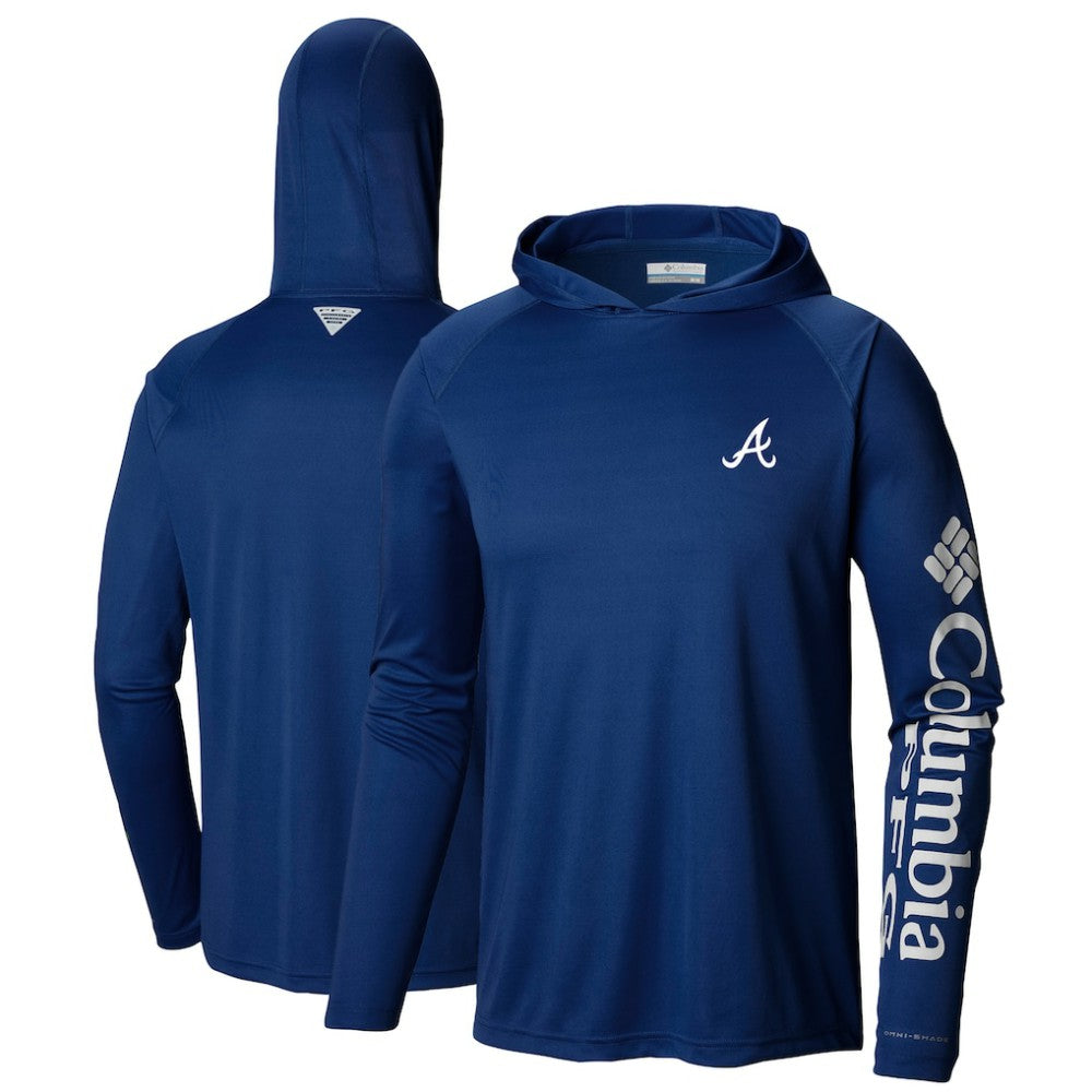 Atlanta Braves Columbia Terminal Tackle Long Sleeve Hoodie T-Shirt - Navy Hoodies