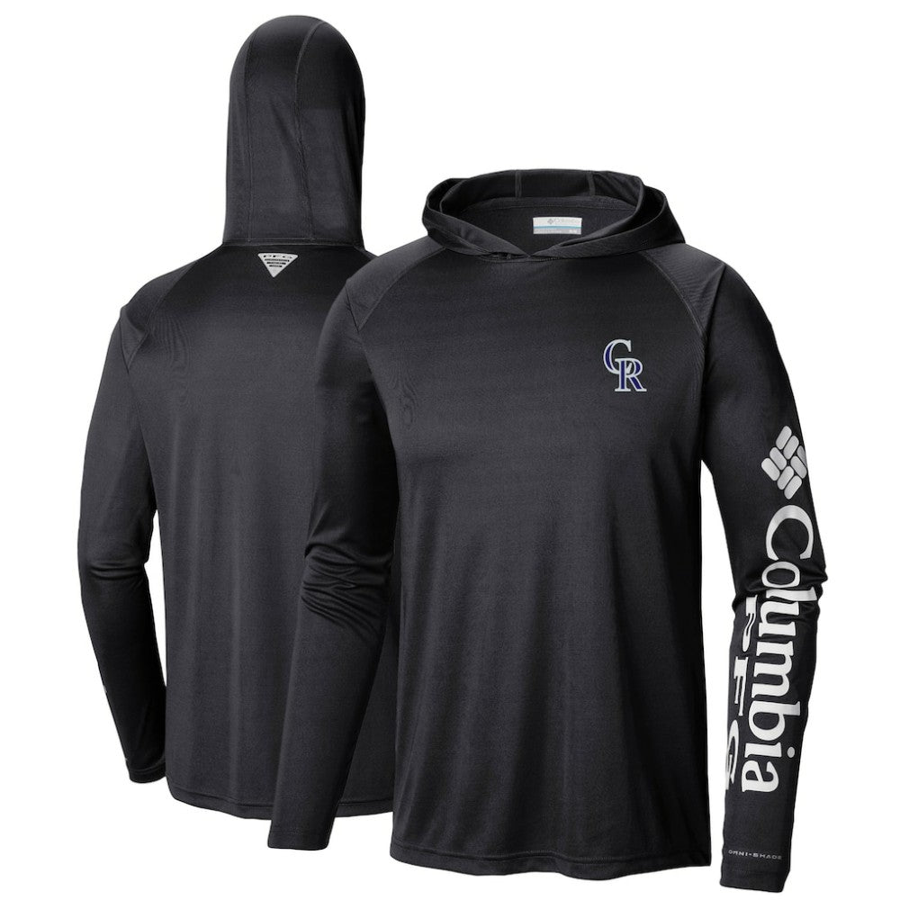 Colorado Rockies Columbia Terminal Tackle Long Sleeve Hoodie T-Shirt - Black Hoodies