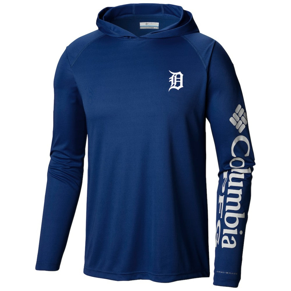 Detroit Tigers Columbia Terminal Tackle Long Sleeve Hoodie T-Shirt - Navy Hoodies
