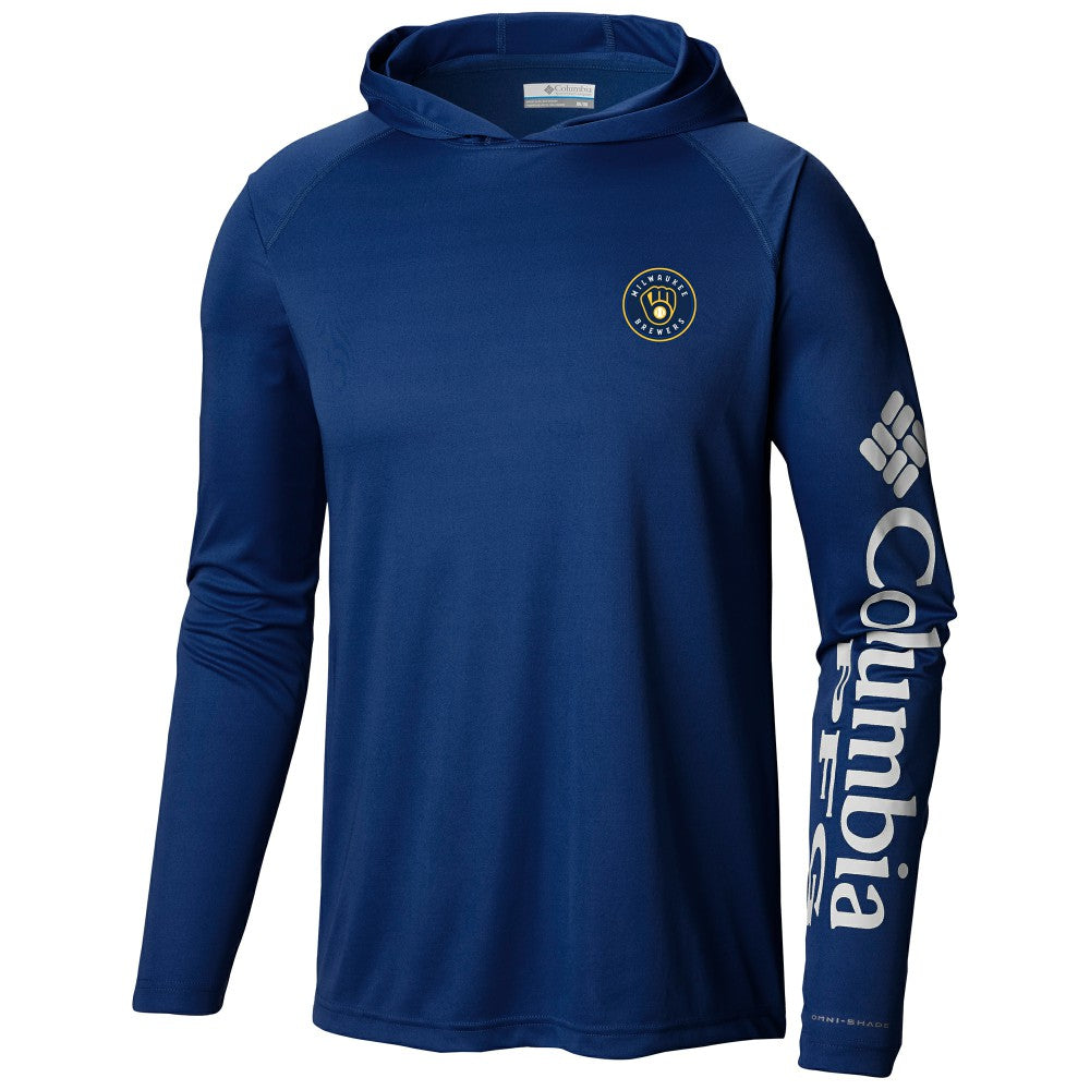Milwaukee Brewers Columbia Terminal Tackle Long Sleeve Hoodie T-Shirt - Navy Hoodies
