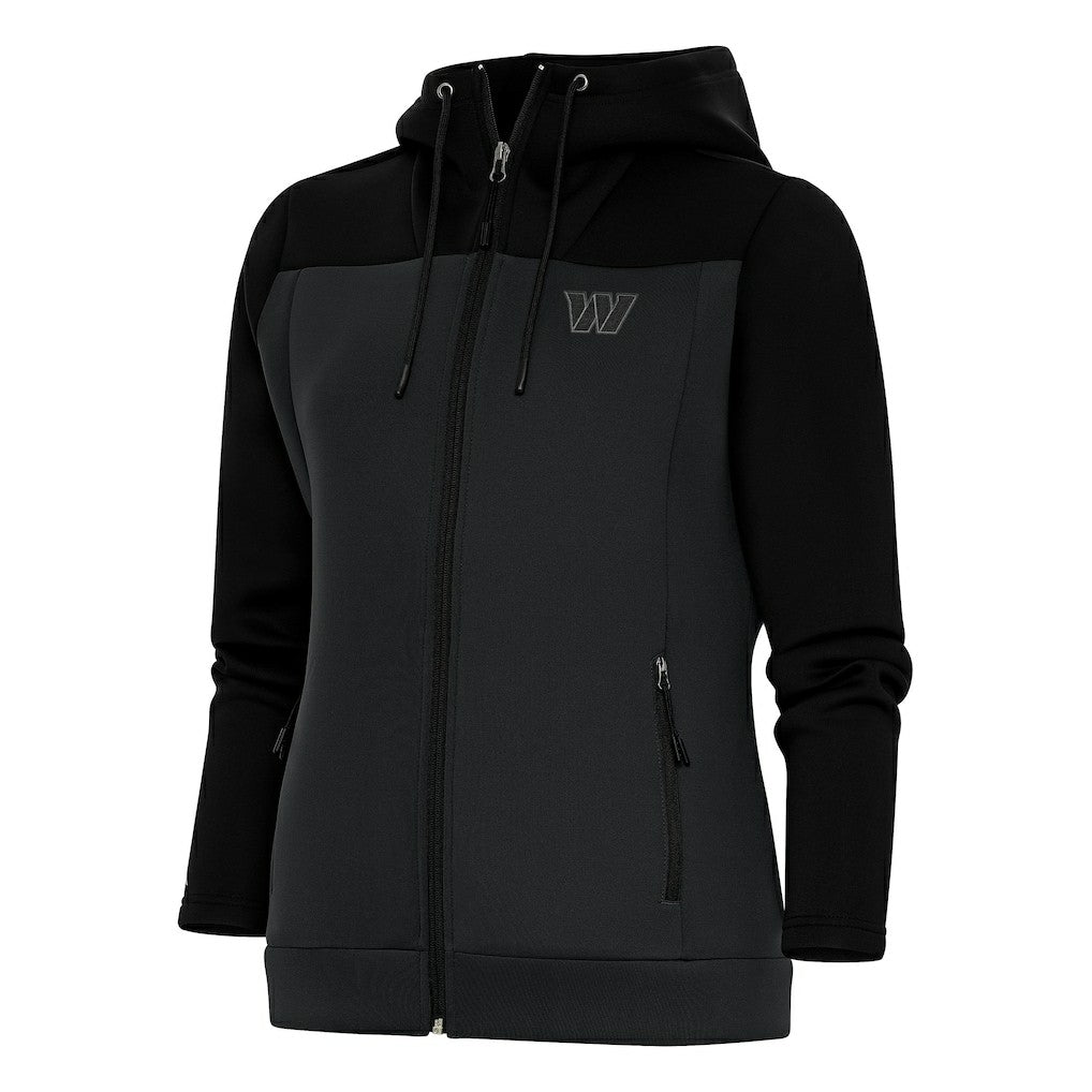 Washington Commanders Antigua Women's Tonal Logo Protect Full-Zip Hoodie Jacket Black/Charcoal